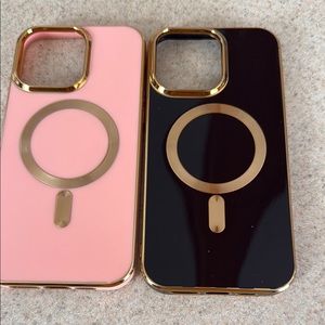 Magnetic Wireless Charging Phone Case - Pink and Black